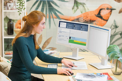 Woman working on a computer